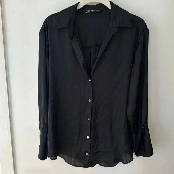Zara Satin Button Down Blouse Size XS - Picture 1 of 6